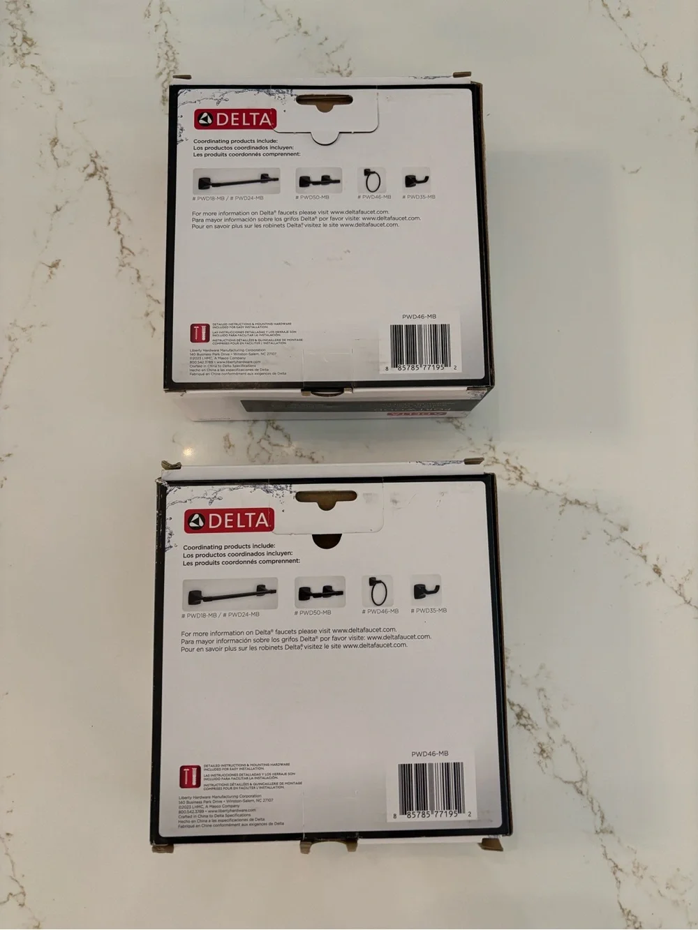 Two (2) Delta Portwood Matte Black Towel Rings